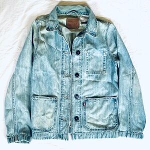 Levi's Blue Denim Jean Chore Jacket Work Coat size Medium